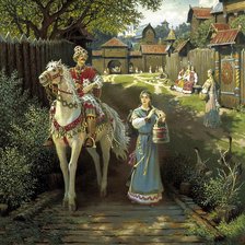 Схема вышивки «Ольшанский Борис "Алёша Попович и Елена-краса"»