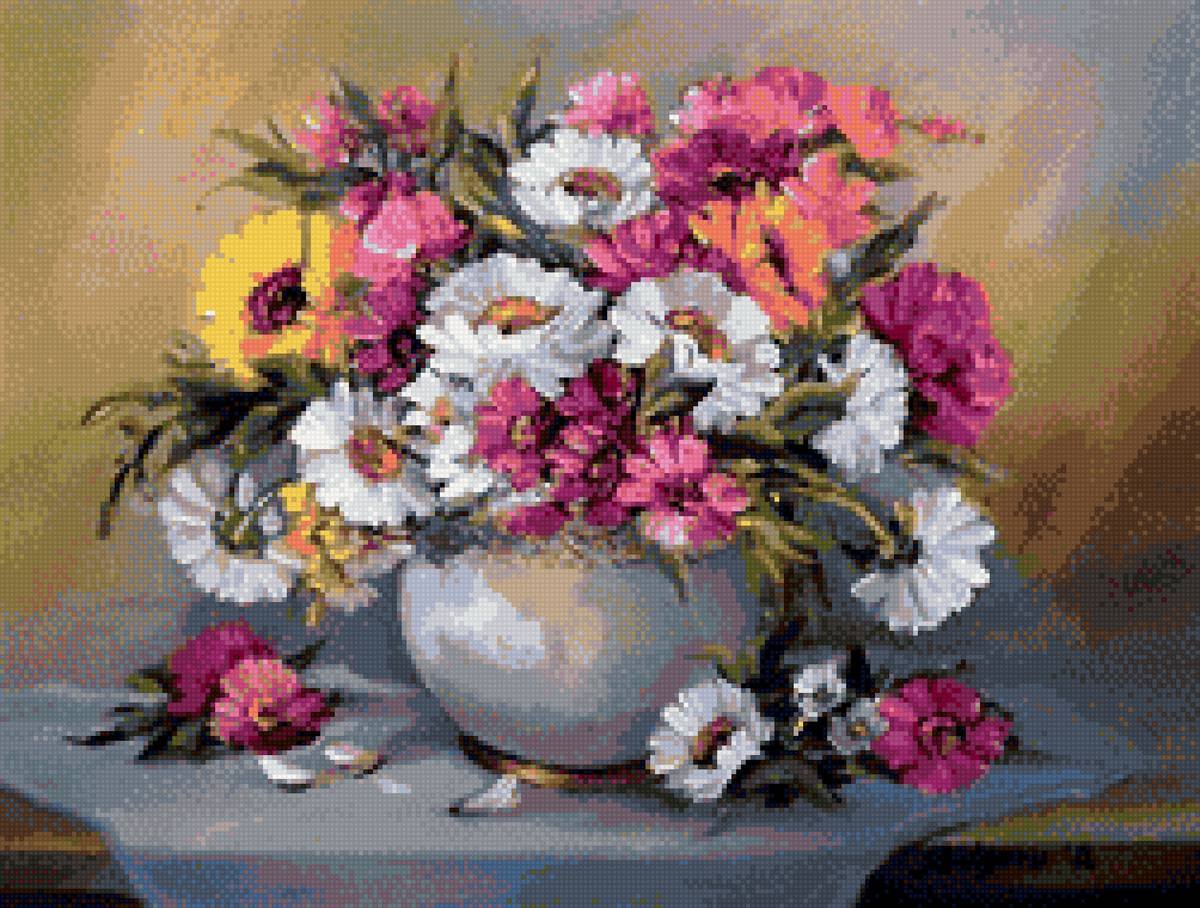 натюрморт с полевыми цветами - ваза, цветы, натюрморт - предпросмотр