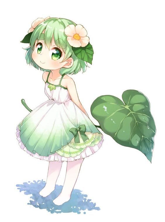 Девочка в зеленом - девочка лист - оригинал