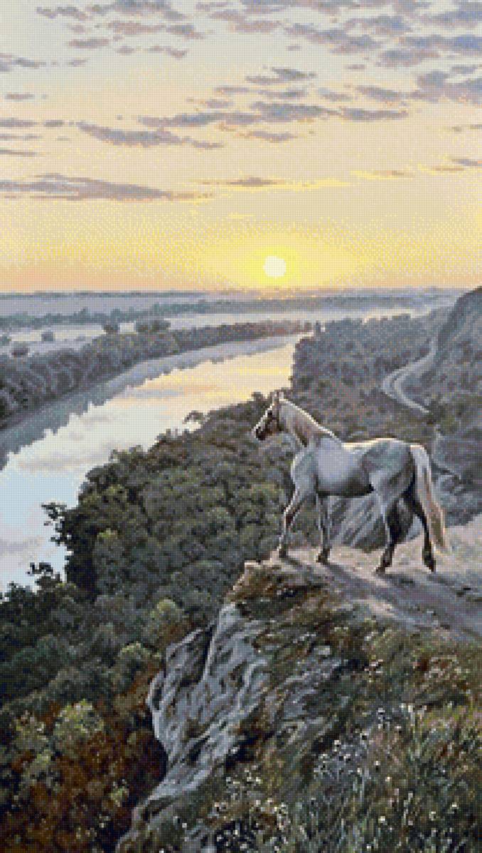 Лошадь над обрывом - лошади, конь, животные - предпросмотр
