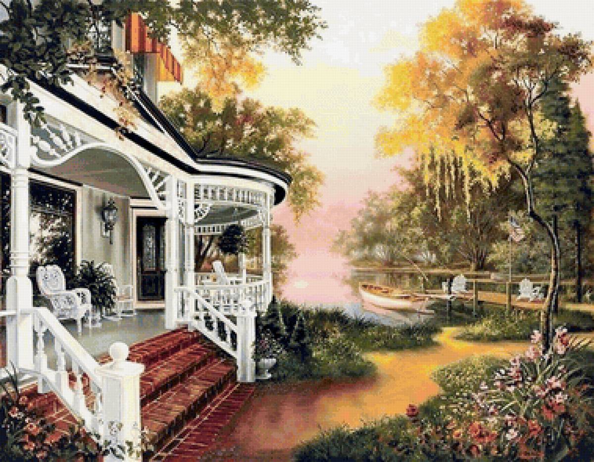 Дом у реки - дом, сад, река - предпросмотр