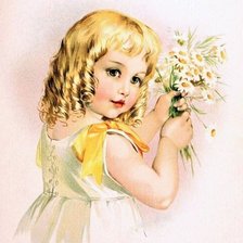 Схема вышивки «Девочка с ромашками»