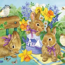 Схема вышивки «кролики»