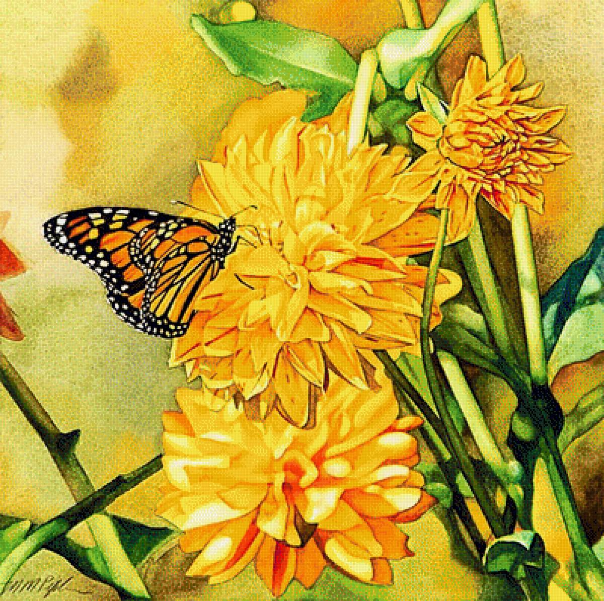 №1770459 - бабочка. живопись., цветок - предпросмотр