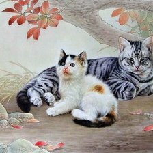 Схема вышивки «Мама кошка»