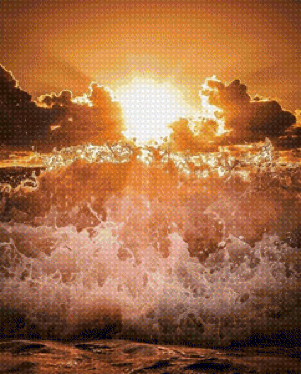 Море - закат, море, волны - предпросмотр