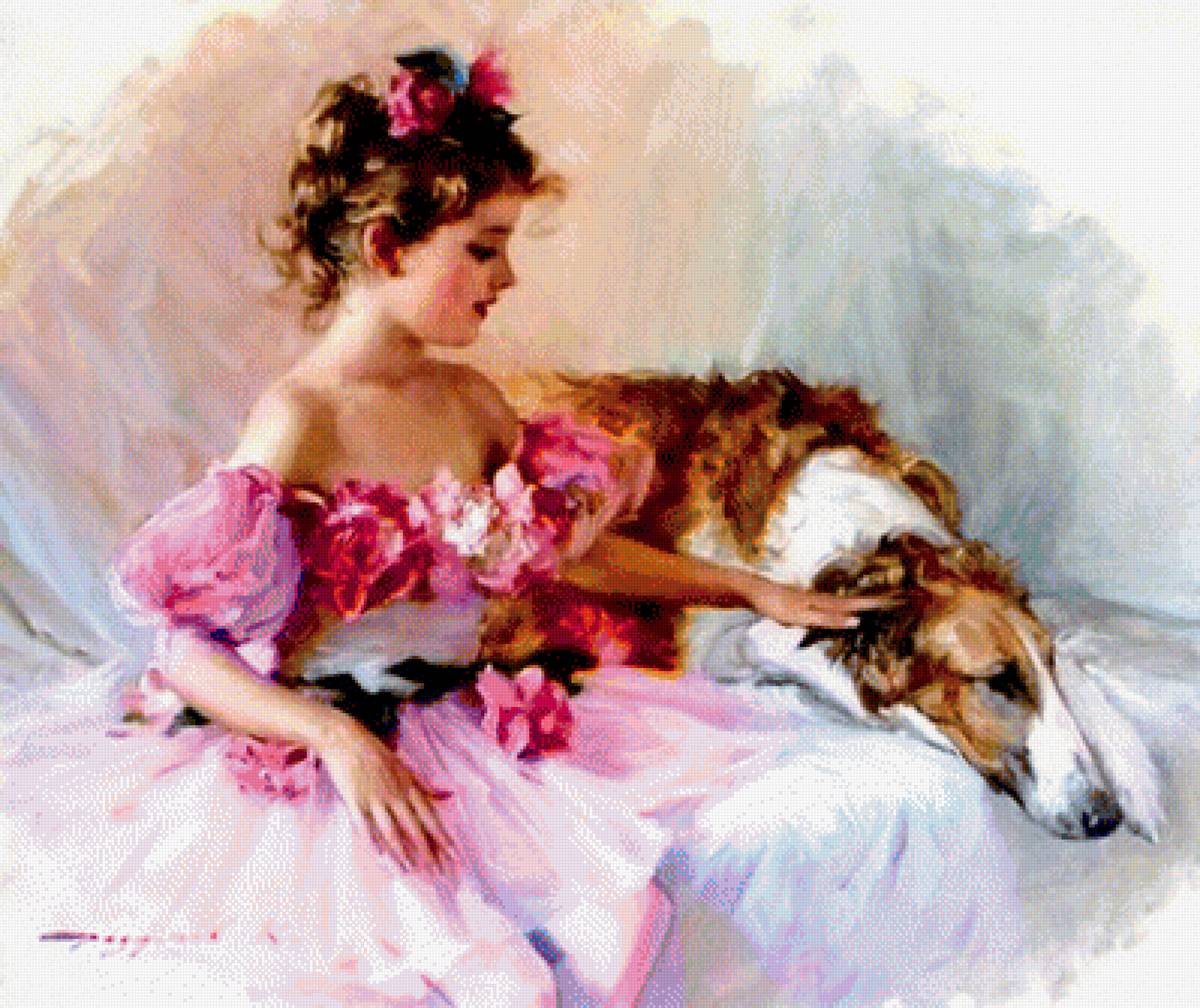 друзья - девушка, собака - предпросмотр