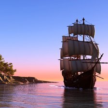 Корабль у острова