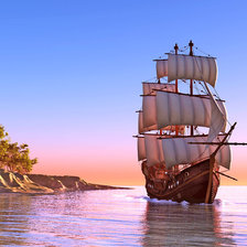 Схема вышивки «Корабль у острова»