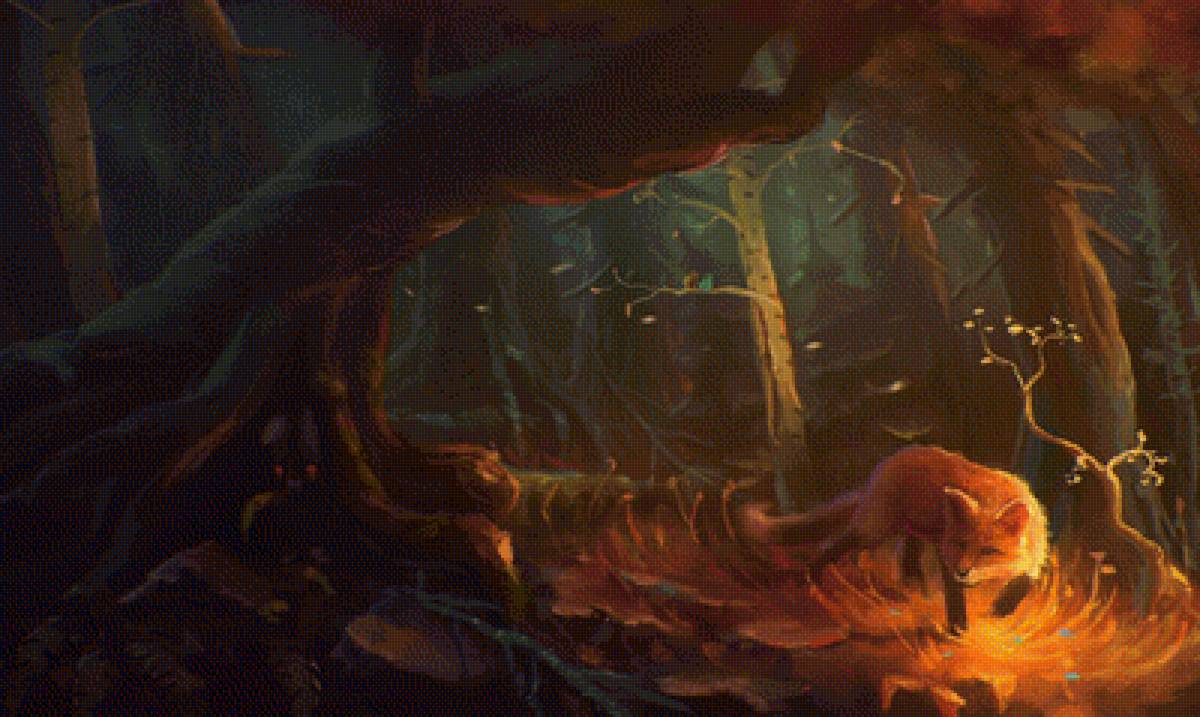 лиса в лесу - предпросмотр