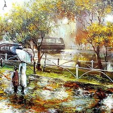 Схема вышивки «В городе дождь.»