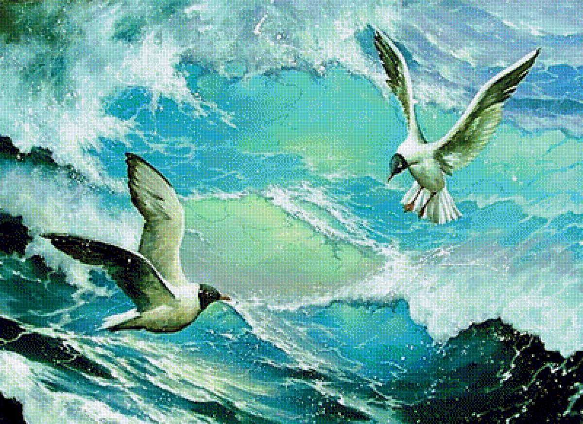 Стихия. - море, чайки, живопись. - предпросмотр