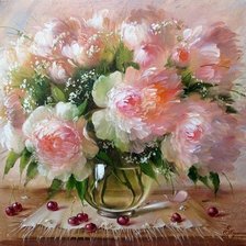 Схема вышивки «розовые пионы»