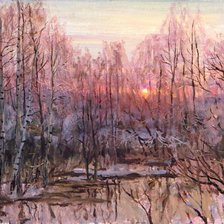 Схема вышивки «Розовый закат в лесу»