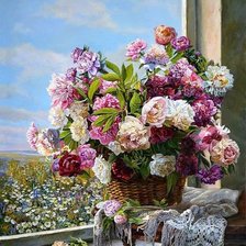 Схема вышивки «пионы»