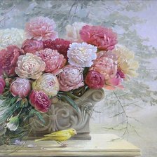 канарейка и цветы