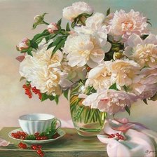 Схема вышивки «пионы»