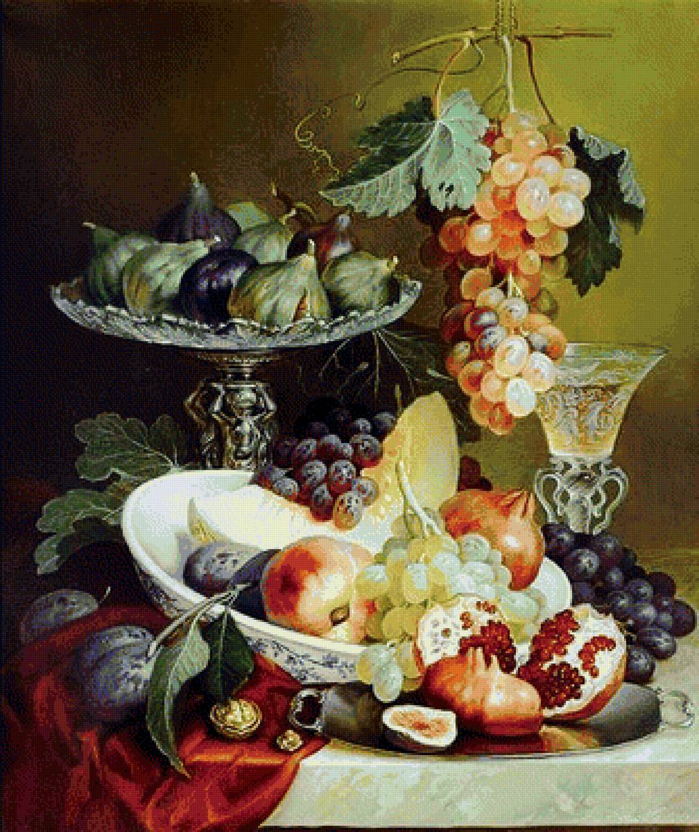 натюрморт с вином - фрукты, натюрморт - предпросмотр