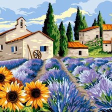 Схема вышивки «Цветущая лаванда и подсолнухи»