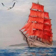 Схема вышивки «алые паруса для Ассоль»