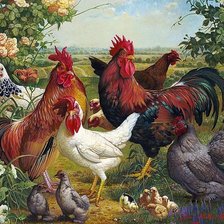 Схема вышивки «Петухи»