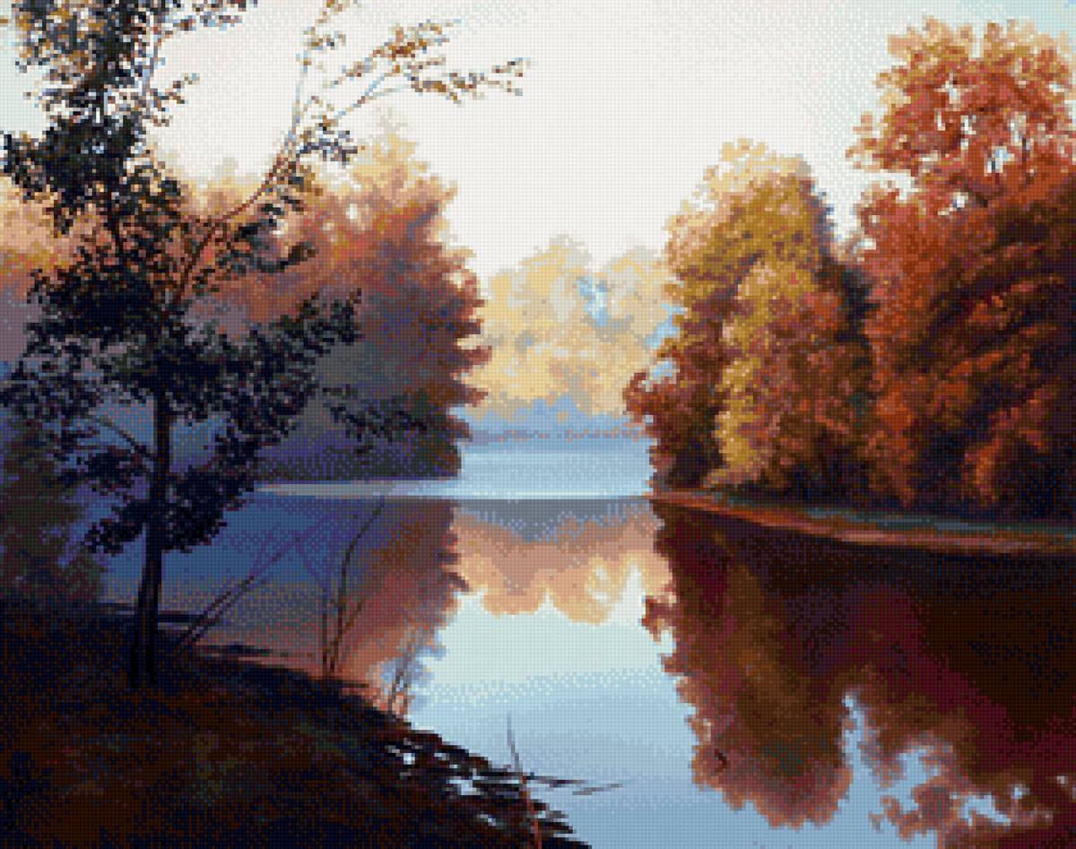 Худ. Деревенчук Вл.Умиротворение - водоем, осень, природа, берег - предпросмотр