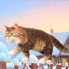 Схема вышивки «кот на заборе»