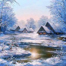 Схема вышивки «Зимняя речка.»