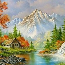 Схема вышивки «Домик в горах»