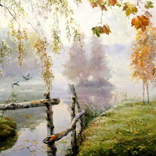 Схема вышивки «Осень на реке»