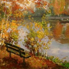 Схема вышивки «Осенняя скамейка»