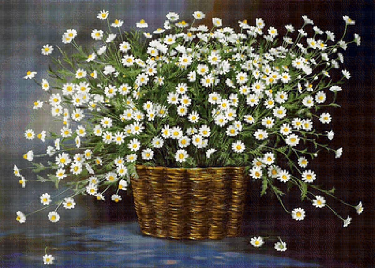 Худ. Деревенчук Вл. Ромашки - цветы, ромашки, букет - предпросмотр