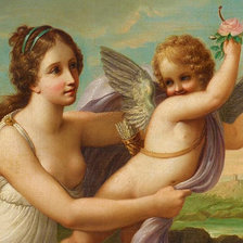 Схема вышивки «богиня и амур»