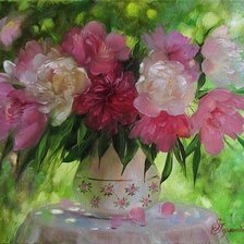 Схема вышивки «пионы»