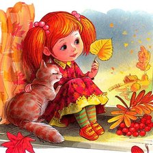 Схема вышивки «Девочка с котиком»