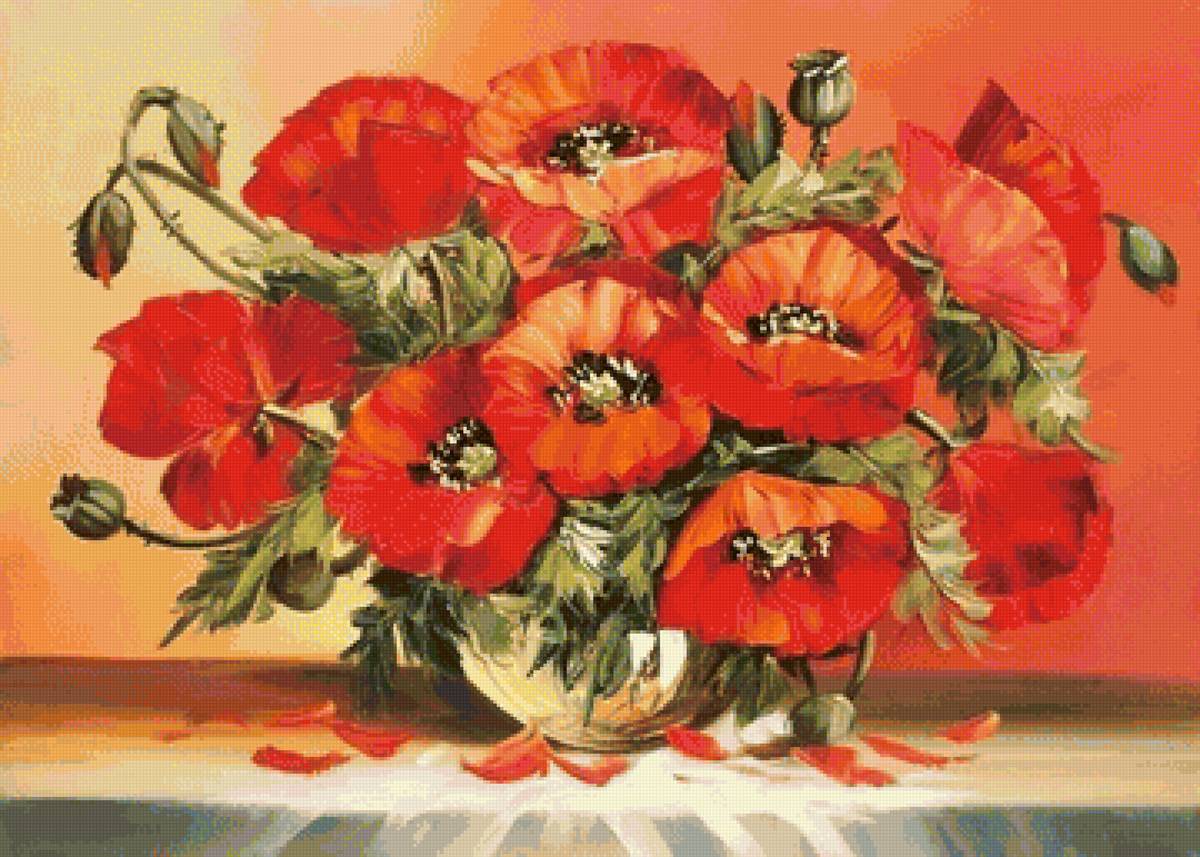 Маки в вазе - ваза, цветы, маки - предпросмотр