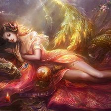 Схема вышивки «девушка и дракон»