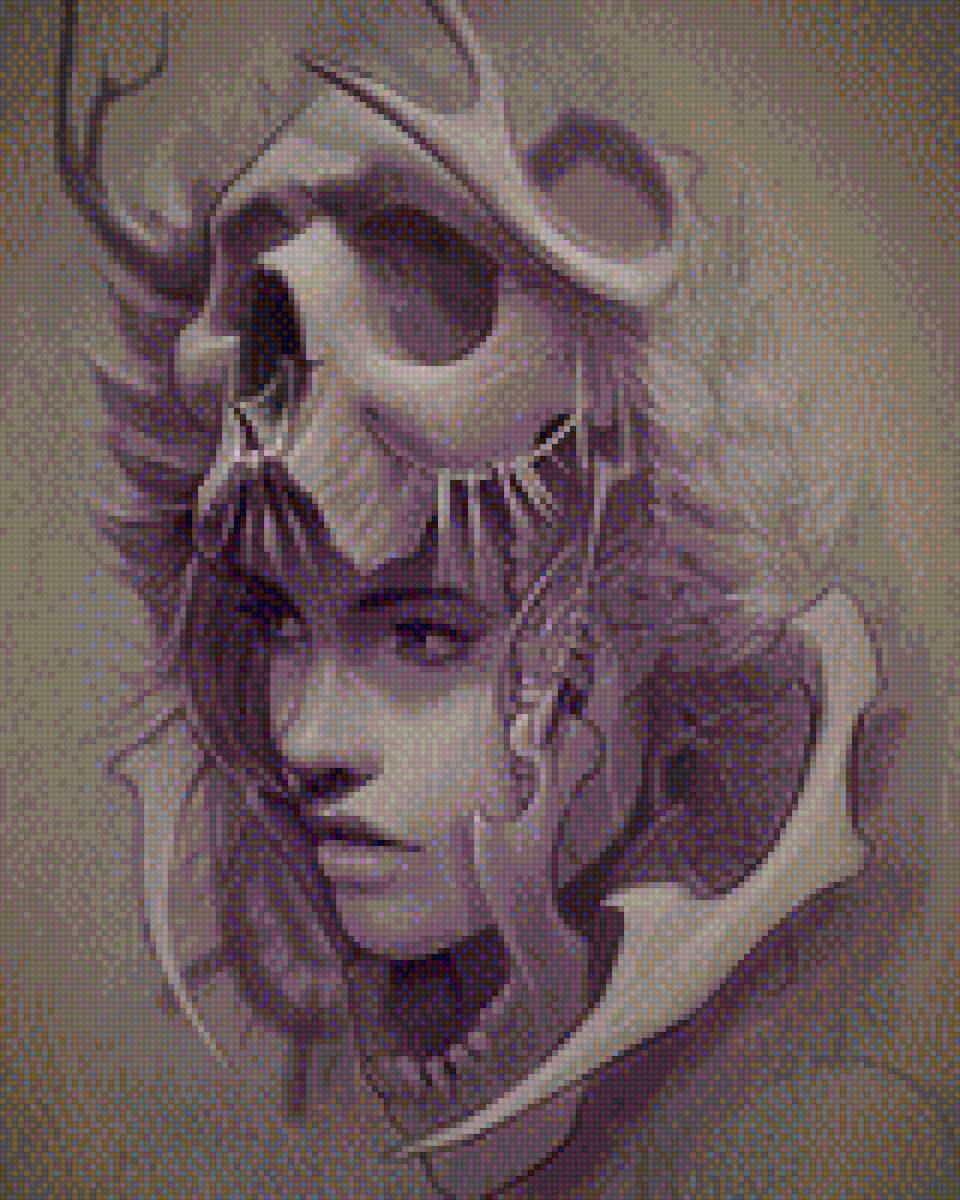 Девушка - портрет, вождь, девушка, череп - предпросмотр