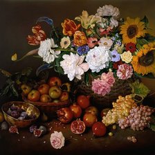 Схема вышивки «натюрморт гранат инжир»