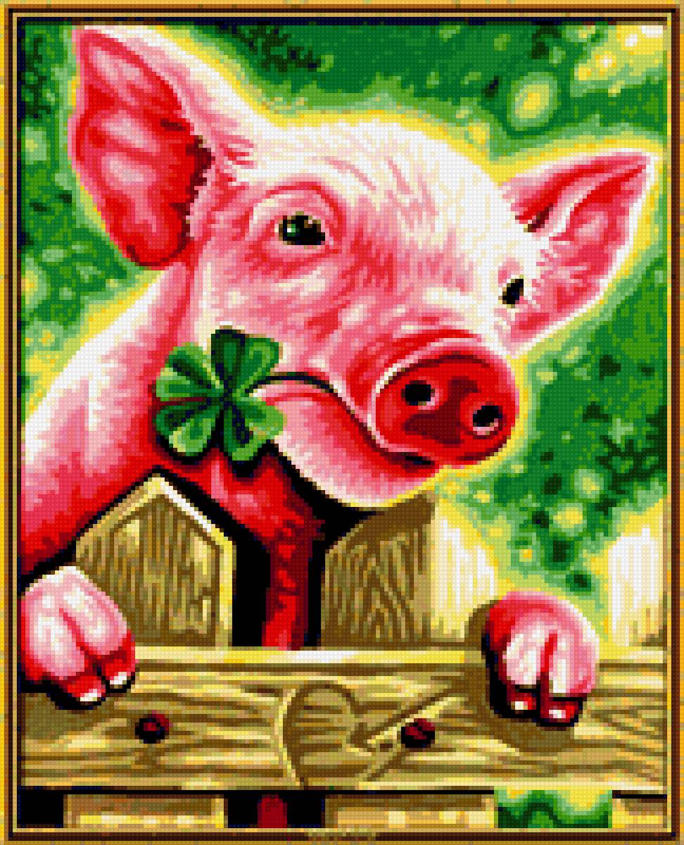 Поросенок с клевером - поросенок - предпросмотр