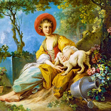 Схема вышивки «девушка и собачка»