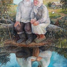 Схема вышивки «Двое у озера»