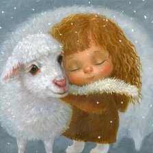 Схема вышивки «Девочка с овечкой»