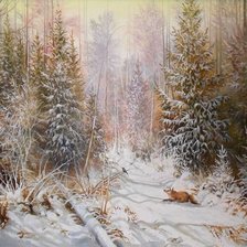 Схема вышивки «утро в лесу»