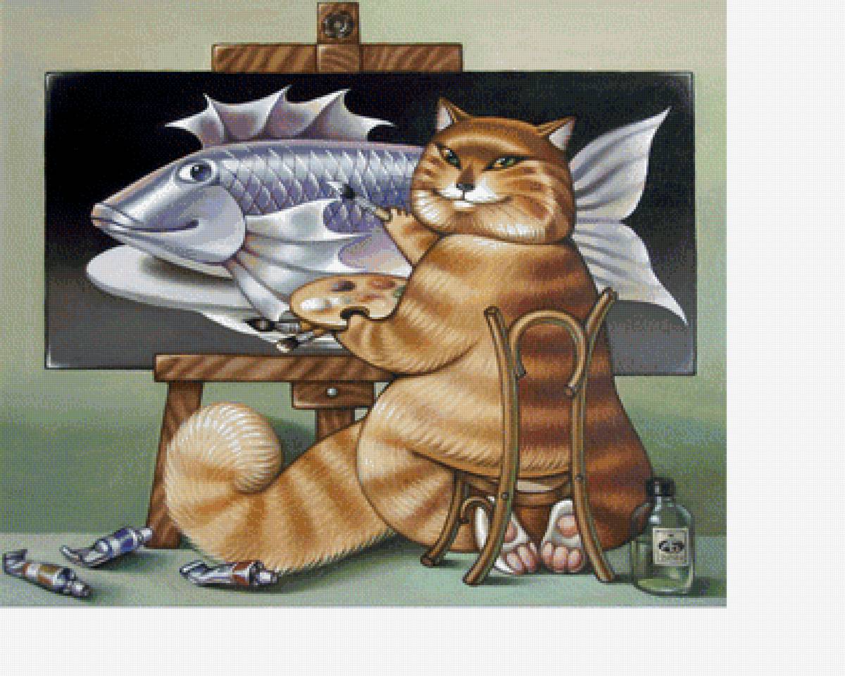 Художник - детское, рыба, кот - предпросмотр