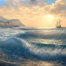 Схема вышивки «море парусник»