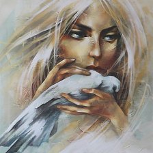 Схема вышивки «dziewczyna z gołębiem»