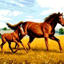 Схема вышивки «Лошадь с Жеребенком»