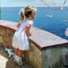 Схема вышивки «девочка и море»