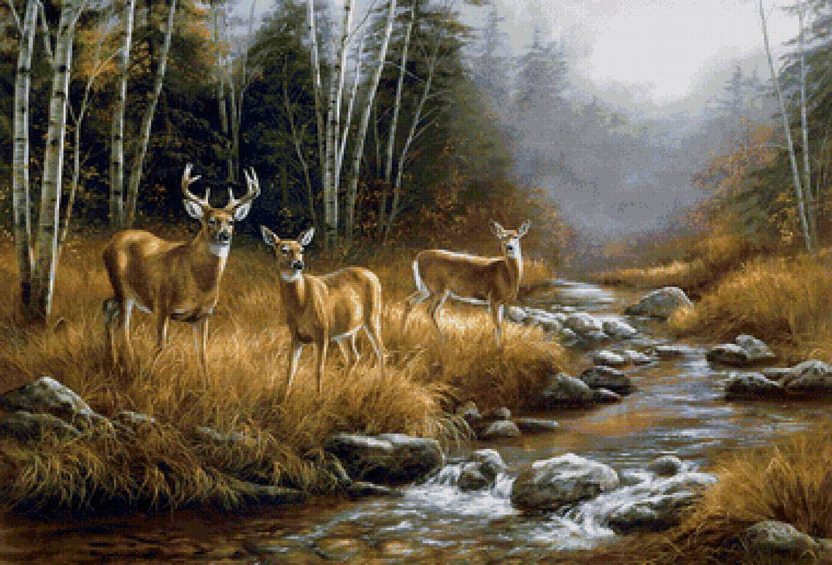 Худ. Розмари Милетт - олени, природа, животные - предпросмотр